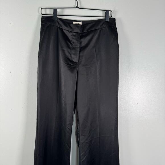 Jason Wu Black Silky Satin Wide Leg Slacks Trousers Pants Designer Size 6 - Picture 3 of 11